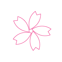 ショッキングピンクの花びらの枠が斜めに描かれた桜アイコン
サイズおよそ1800×1800PX