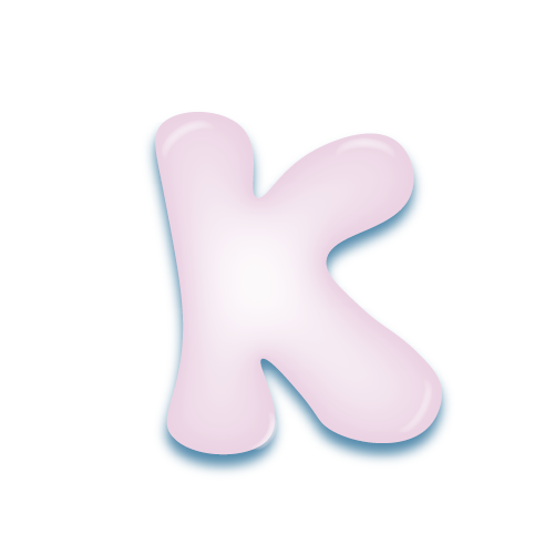 パステルパープルの立体的な光沢を持つアルファベットのミニマルでかわいいアイコンK