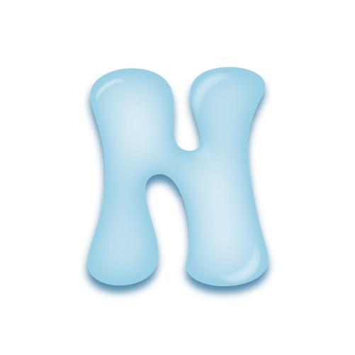 パステルブルーの立体的な光沢を持つアルファベットのミニマルでかわいいアイコンN