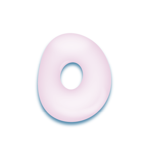 パステルパープルの立体的な光沢を持つアルファベットのミニマルでかわいいアイコンO