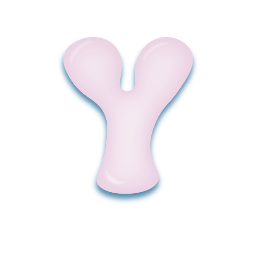 パステルパープルの立体的な光沢を持つアルファベットのミニマルでかわいいアイコンY