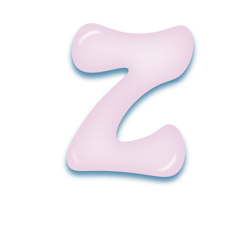 パステルパープルの立体的な光沢を持つアルファベットのミニマルでかわいいアイコンZ