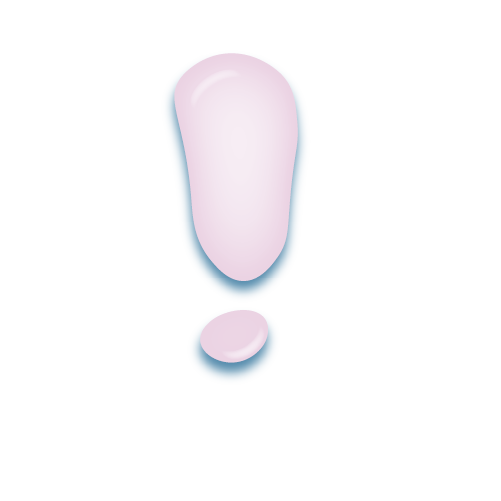 パステルパープルの立体的な光沢を持つアルファベットのミニマルでかわいいアイコン「！」