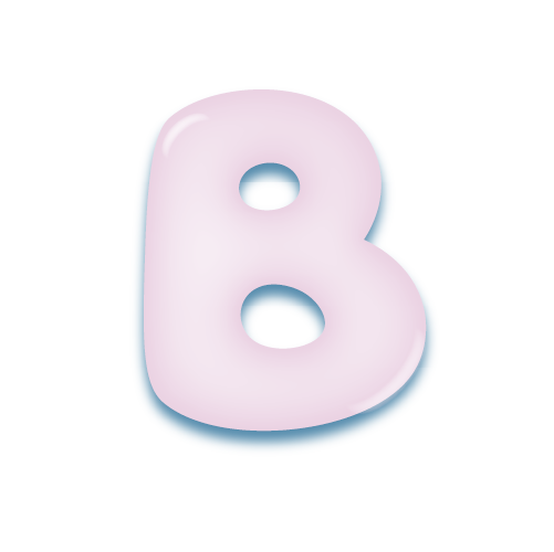 パステルパープルの立体的な光沢を持つアルファベットのミニマルでかわいいアイコンB