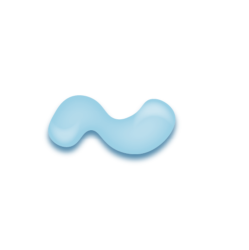 パステルブルーの立体的な光沢を持つアルファベットのミニマルでかわいいアイコン「～」