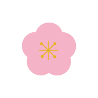 日本の伝統的な梅の柄　ピンク
中心に放射状の模様が入った、5枚の丸い花びらを持つのイラスト