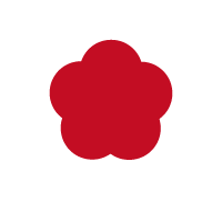 5枚の丸い花びらの花イラスト　赤色