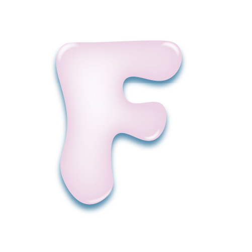 パステルパープルの立体的な光沢を持つアルファベットのミニマルでかわいいアイコンF