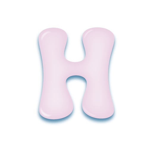 パステルパープルの立体的な光沢を持つアルファベットのミニマルでかわいいアイコンH