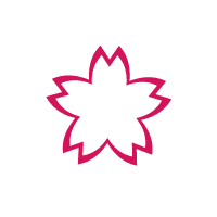 ショッキングピンクの花びらの枠に色がついた桜アイコン
サイズおよそ1800×1800PX