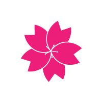 ショッキングピンクの花びらの中心にがくが白く描かれた桜アイコン
サイズおよそ1800×1800PX