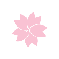 桜色の花びらの中心にがくが白く描かれた桜アイコン
サイズおよそ1800×1800PX
