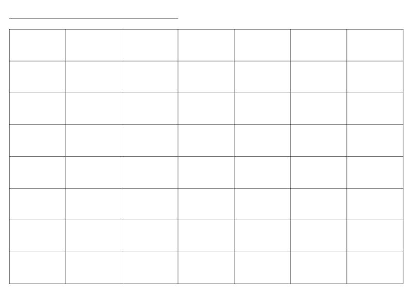 手書き風のシンプルな週間・長期予定表テンプレート。8列×10行のグリッド形式で、上部にタイトルと日付の記入欄がある白黒のA4横デザイン。A4横サイズ