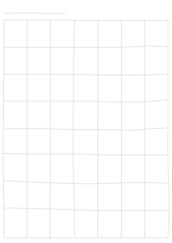 横8列×縦7行の枠組みで構成された、手書き風のシンプルな週間予定表。PDF素材用の白黒デザイン。日付記入欄がないA4横バージョン