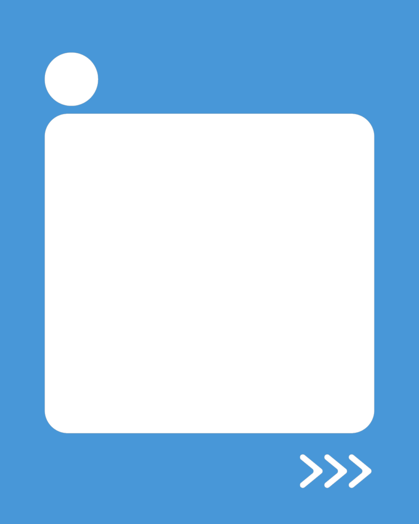 アクアカラーの背景に白い角丸正方形、左上に数字用の白丸、右下にスワイプ矢印が付いた本文用テンプレート