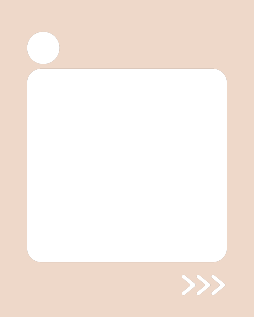 ミルクティーピンクの背景に白い正方形、左上に数字用の白丸、右下にスワイプ矢印が付いた本文用スライドテンプレート
