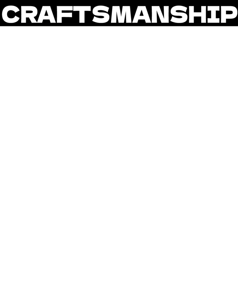白背景の上部に、黒い長方形の帯に白抜きで「CRAFTSMANSHIP」の文字が水平に配置された、プロフェッショナルで硬派な印象の背景素材
