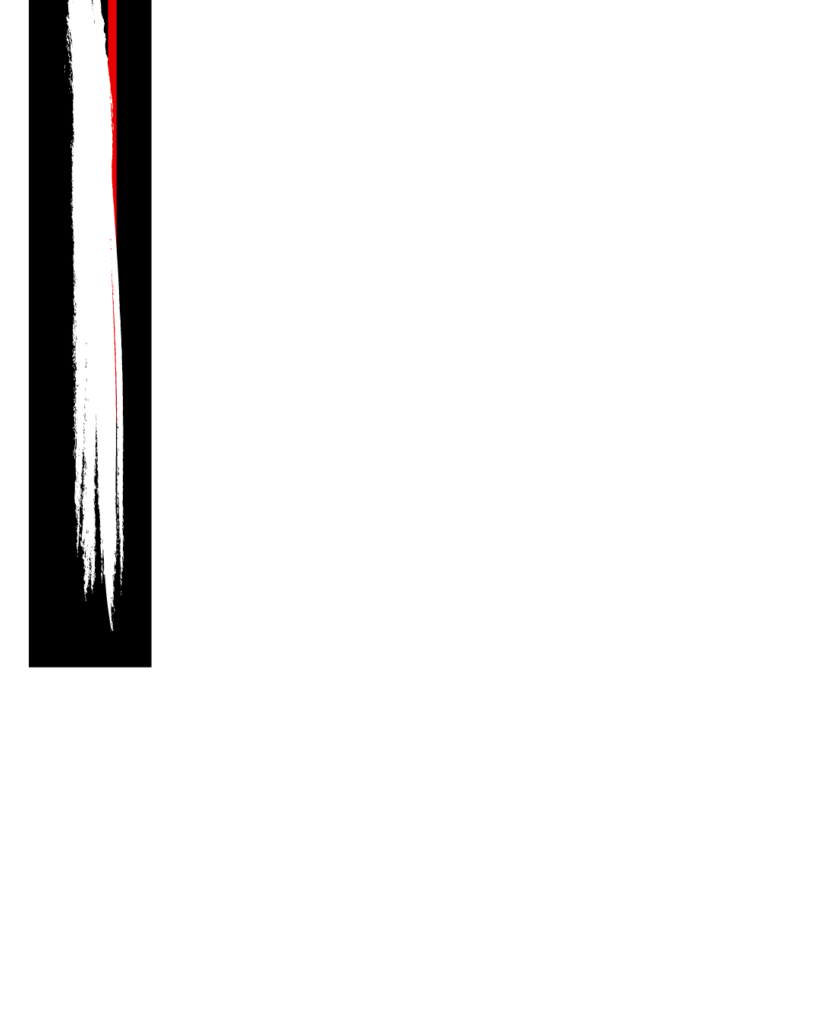 左上に配置された黒い垂直の帯の中に、掠れた白い筆致と、その内側に寄り添う細い赤のラインが描かれた、和モダンでスタイリッシュなサイドバー・見出し用素材。
