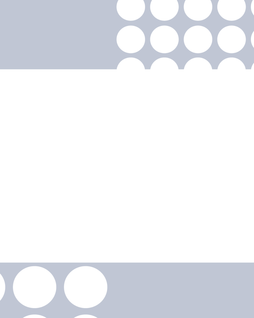 ブルーグレーの背景に白の大きなドット模様をあしらった、インスタグラム用の背景素材。中央が横長に白く抜かれたレイアウトで、タイトルやメインメッセージの文字入れに適したモダンなテンプレート画像。
