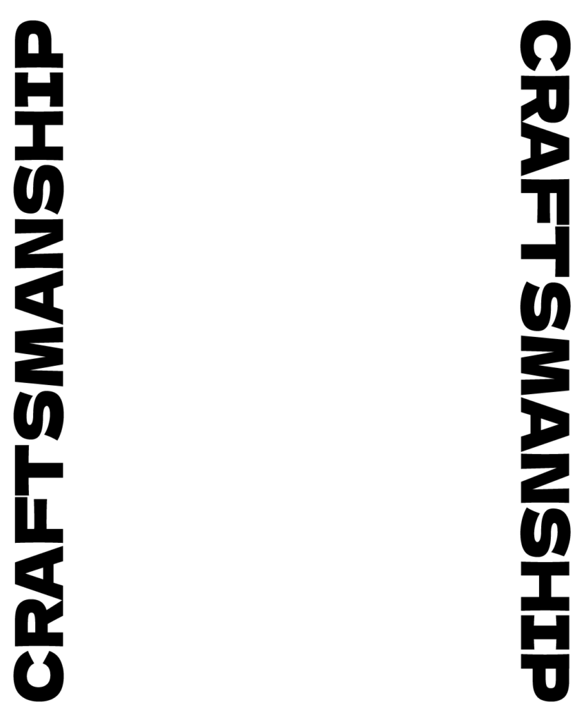 白背景の両端（左側と右側）に「CRAFTSMANSHIP」の文字が垂直（縦方向）に配置された、フレームのようなデザインの背景用画像
