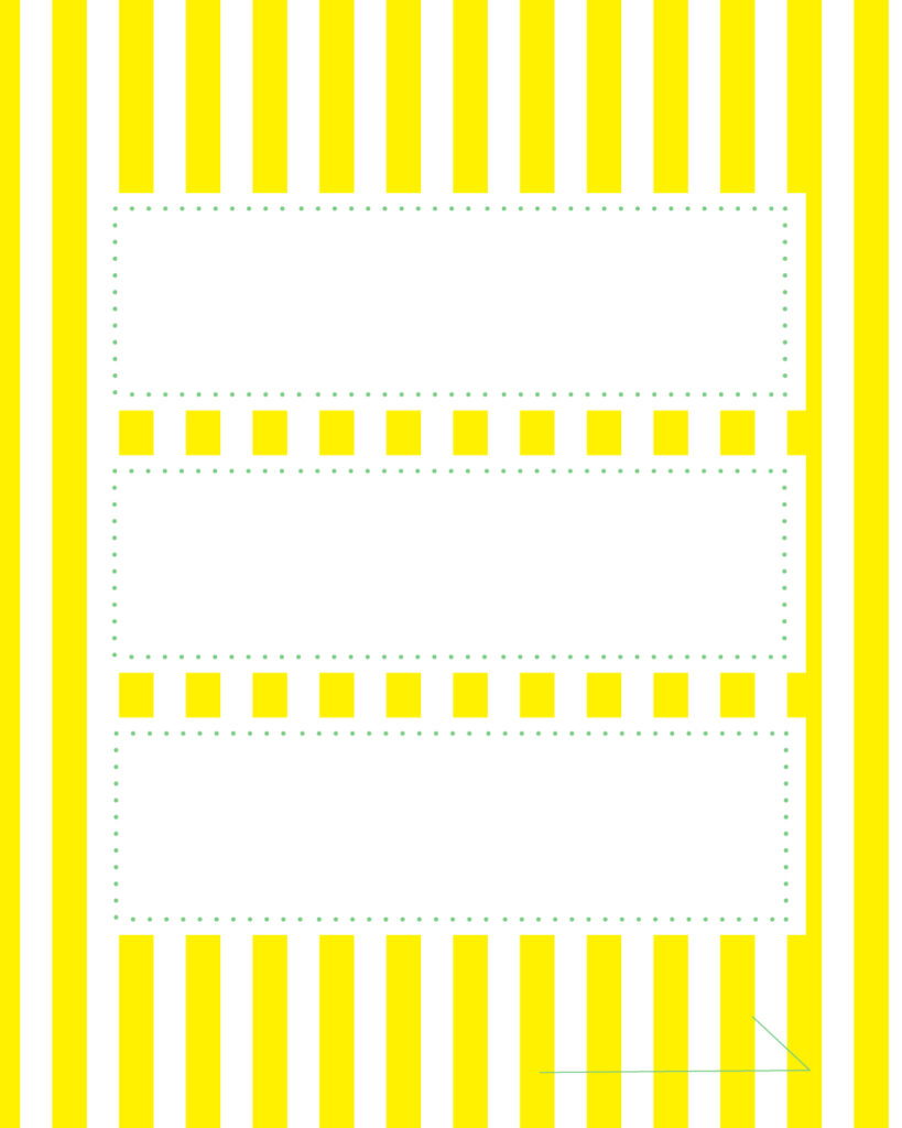 黄色と白の爽やかなシトラス・ストライプ背景に、中央に3つの白い横長メッセージ枠を垂直に並べて配置した、3つのポイントや手順を解説するのに適した背景デザイン。
