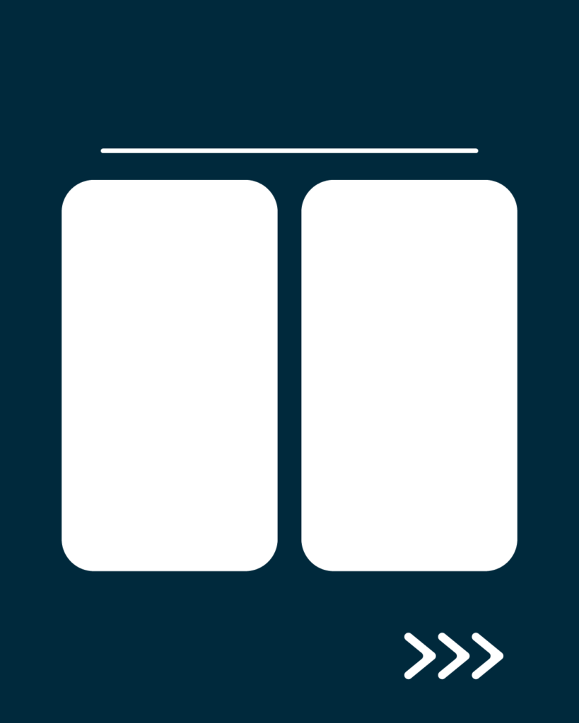 プロフェッショナルネイビーの背景。中央には白い角丸の長方形が2つ並び、その上部に白い水平線、右下には右を指す3つの白い矢印(>>>)が配置されたデザイン。