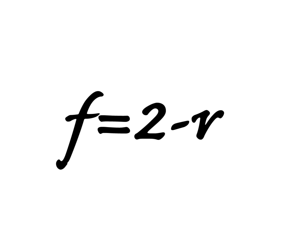 数式「f=2-r」が、手書き風の黒い文字で書かれた白背景のシンプルな画像。
