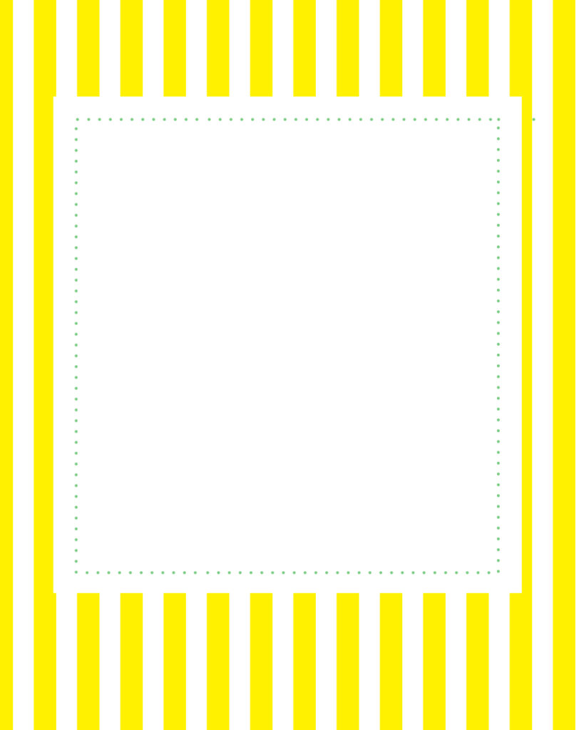 黄色と白の縦縞ストライプを背景に、中央に点線のフレームが付いた白い正方形のメッセージスペースがある、清潔感あふれる夏らしい背景素材。
