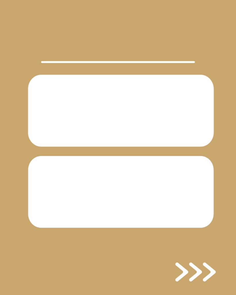 キャメルベージュの背景に、2つの情報を並べて記載できる白い枠とスワイプ矢印が付いたスライドテンプレート