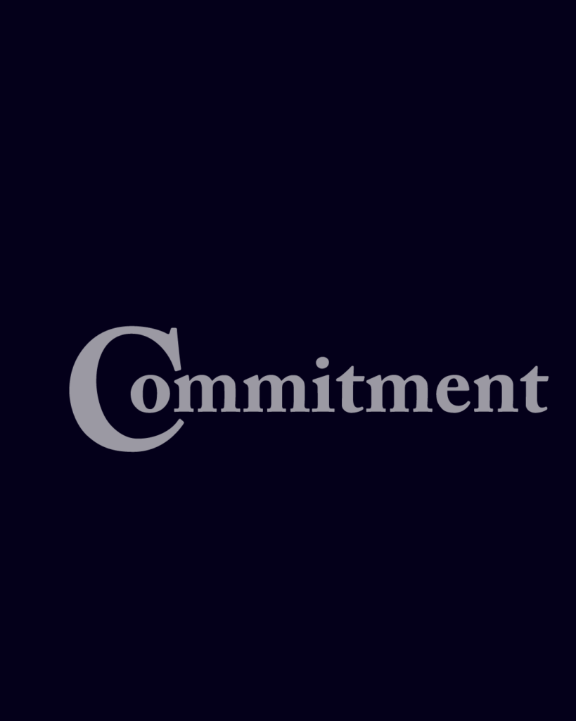 セリフ体の「Commitment」という文字情報、背景透過PNG、不透明度60%
