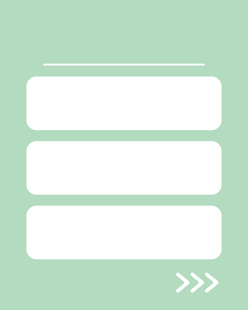 ピスタチオミストの背景に、3つの情報を整理して記載できる白い枠とスワイプ矢印が付いたスライドテンプレート
