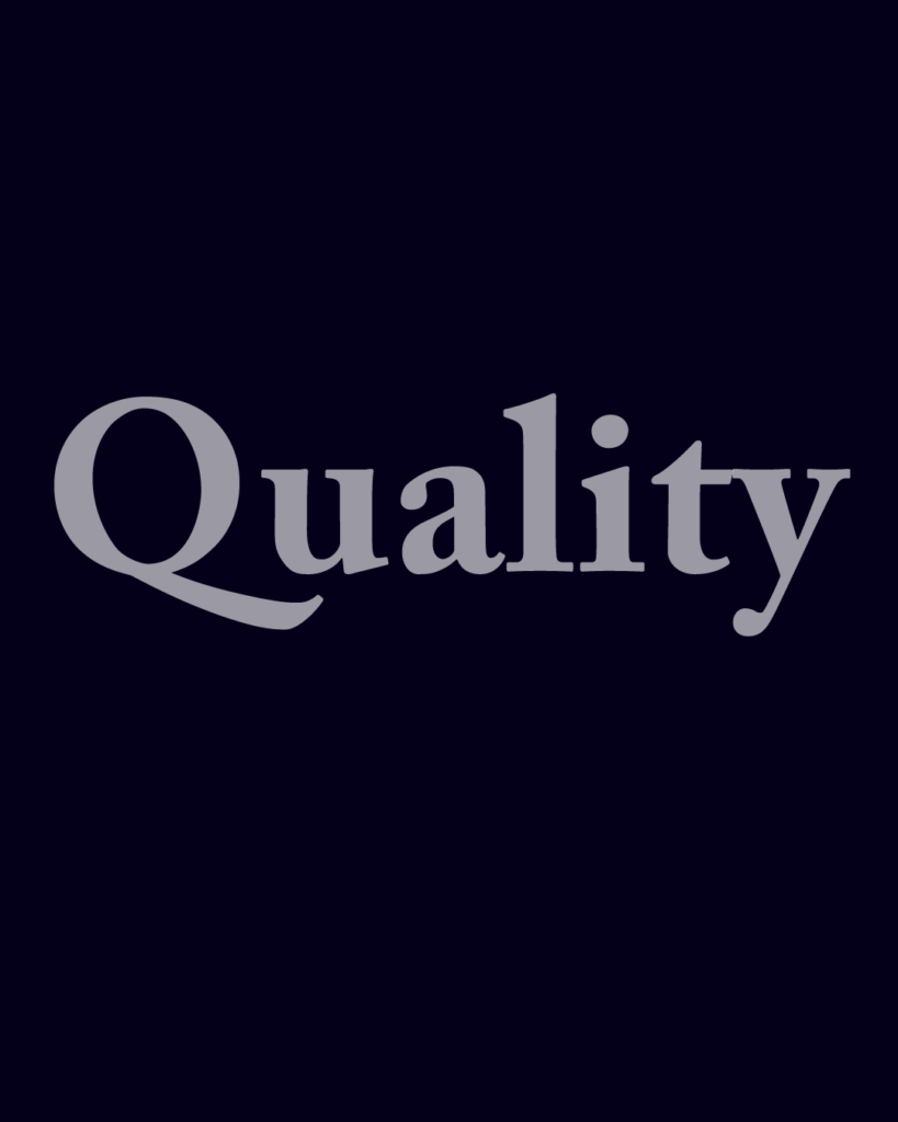 セリフ体の「Quality」という文字情報、背景透過PNG、不透明度60%

