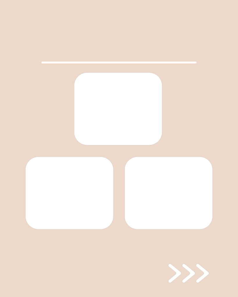 ミルクティーピンクの背景に、1つの上部枠と2つの下部枠がピラミッド状に並んだ、構成図・ツリー構造用スライドテンプレート
