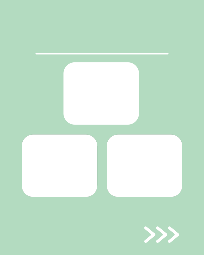 ピスタチオミストの背景に、1つの上部枠と2つの下部枠がピラミッド状に並んだ、構成図・ツリー構造用スライドテンプレート
