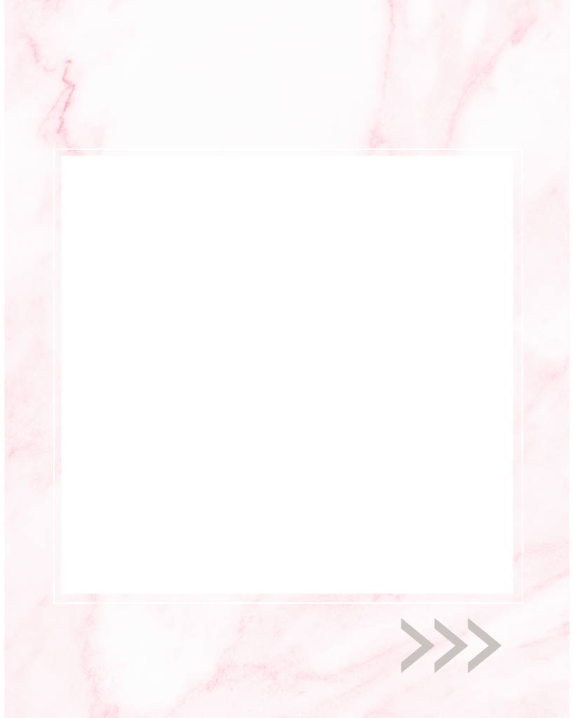 淡いピンクの大理石（マーブル）模様をベースに、中央に白いスクエア型のテキストスペースを配置した背景素材。細い白枠のフレームがアクセントになった、大人可愛いフェミニンなデザイン。
