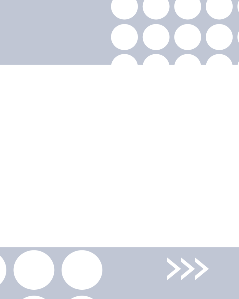 ブルーグレーと白の大きなドット柄が上下に配置されたインスタグラム用背景素材。中央に広いホワイトスペースがあり、右下にはスワイプを促す「>>>」の矢印アイコンが入った、投稿のまとめやサンクスページに適したデザイン画像。
