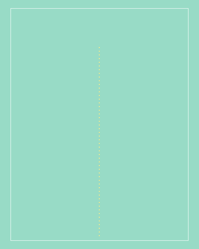 ミントグリーンの背景に細い白い枠線、中央に垂直のドット仕切り線が入った、比較やレイアウトに便利で爽やかな無料デザインテンプレート。
