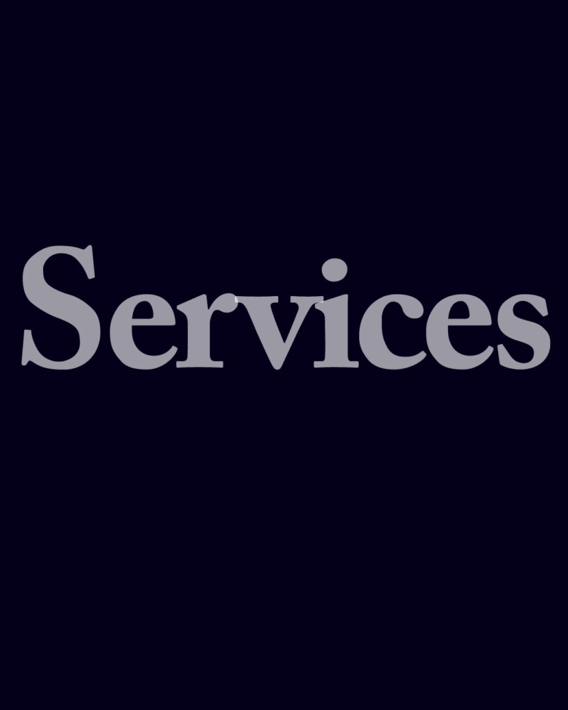 セリフ体の「Services」という文字情報、背景透過PNG、不透明度60%
