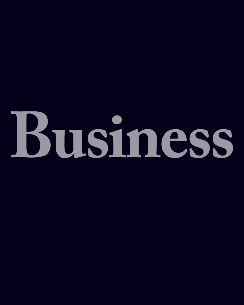 セリフ体の「Business」という文字情報、背景透過PNG、不透明度60%
