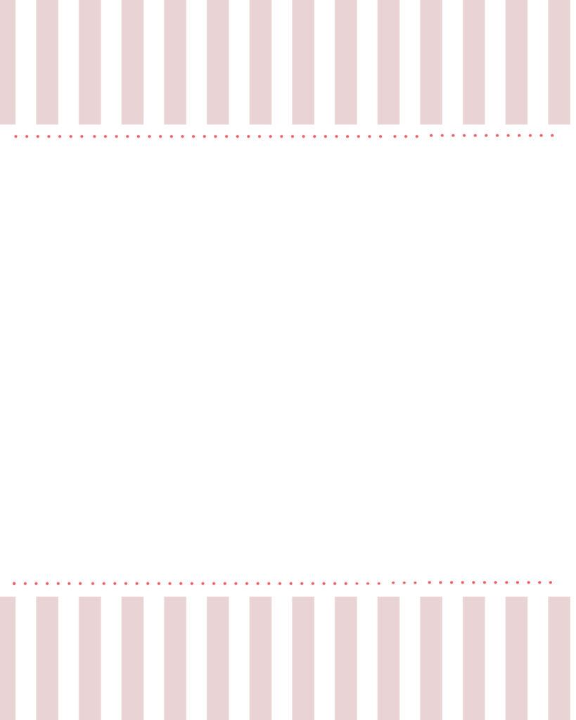 くすみピンクのストライプ柄を上下の縁取りとしてあしらった、中央に大きく文字を書き込みやすい白枠フレームのインスタ投稿用デザインテンプレート素材
