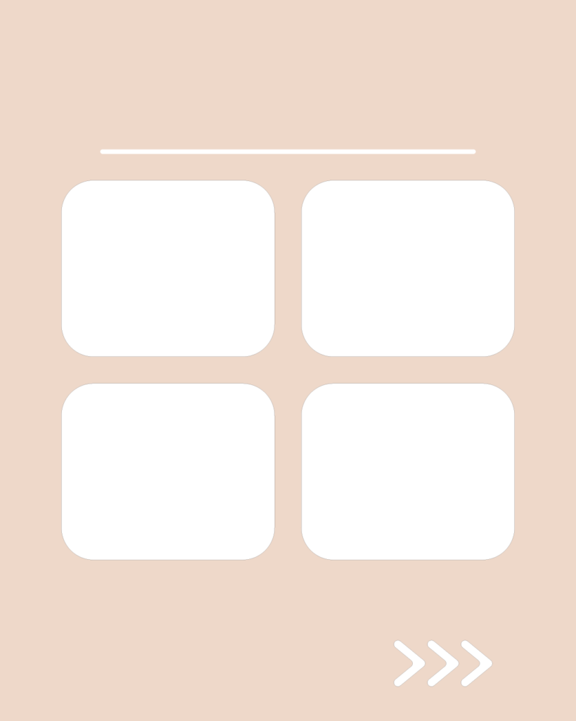 ミルクティーピンクの背景に、4枚のカードがグリッド状に並んだ情報整理・マトリックス用スライドテンプレート
