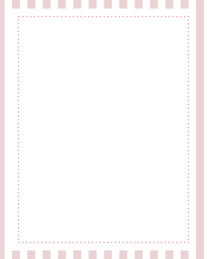 くすみピンクのストライプ柄を縁取りにあしらった、文字入れしやすい大きな白枠フレームのインスタ投稿用デザインテンプレート素材

