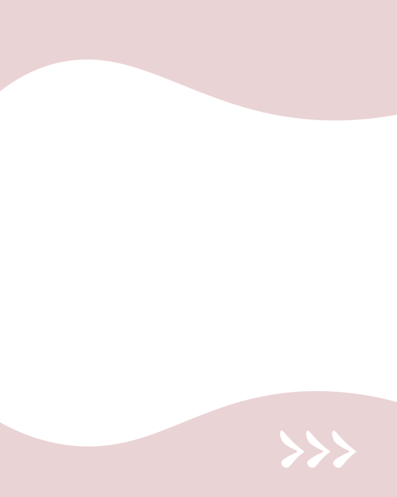 淡いスモーキーピンクの背景の上下に、波打つような曲線を描く白い大きなシェイプが配置されたデザイン。中央部分は広く白くなっており、右下には右を指す3つの白い矢印（>>>）が描かれています。
