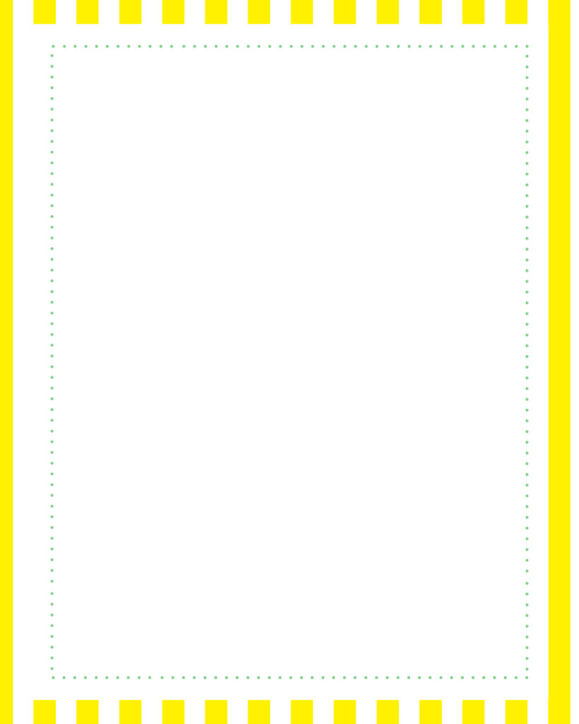 黄色と白の爽やかなシトラス・ストライプを外枠（縁取り）にあしらい、中央に点線のフレームで囲まれた広いホワイトのメッセージスペースを配置した、開放感のあるデザイン背景。
