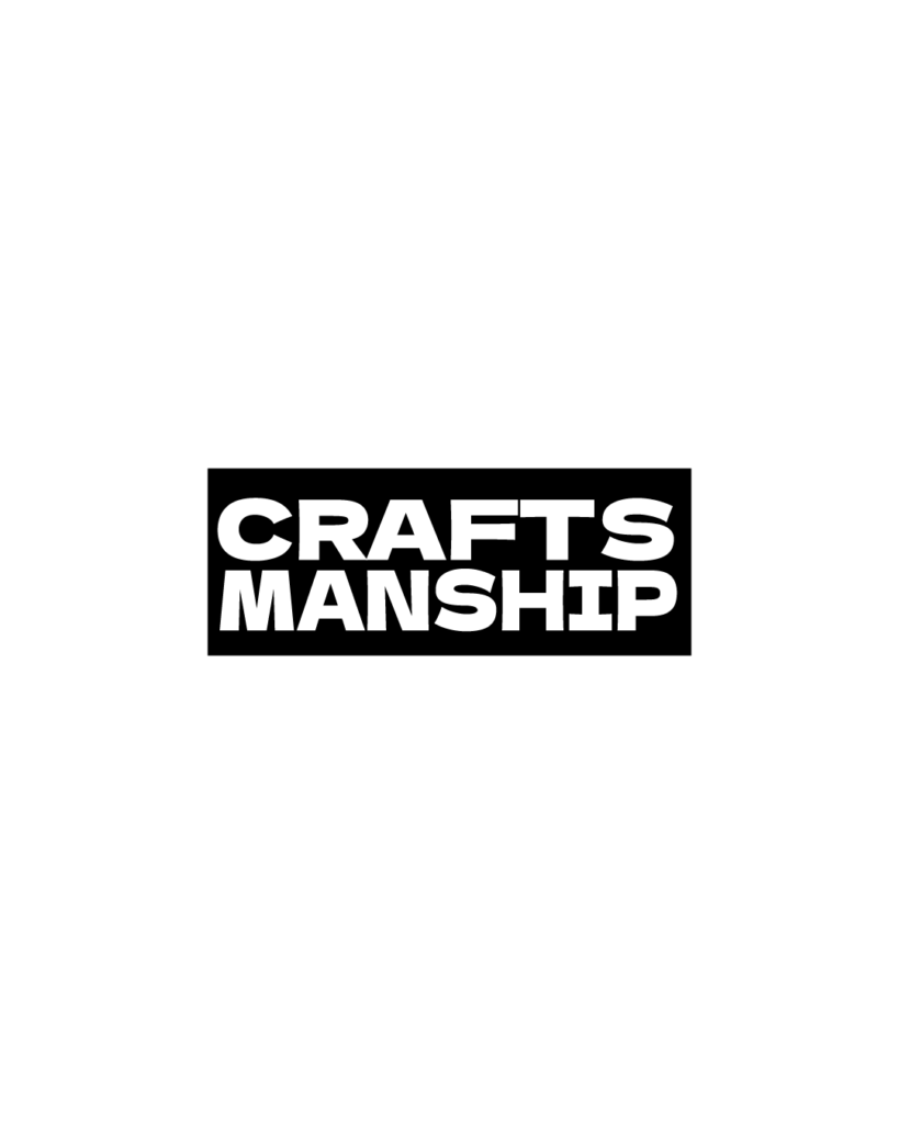 白背景の中央に、黒い長方形の帯に白抜きで「CRAFTSMANSHIP」の文字が2行で配置された、非常に視認性が高く力強い背景用画像

