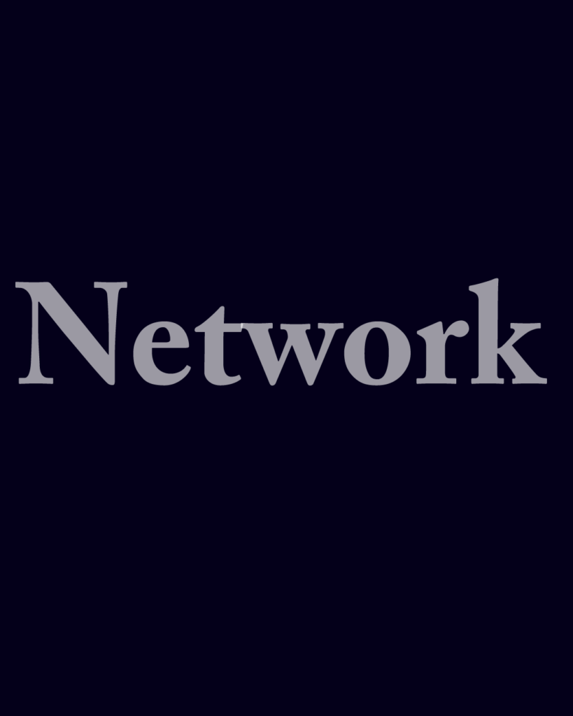 セリフ体の「Network」という文字情報、背景透過PNG、不透明度60%
