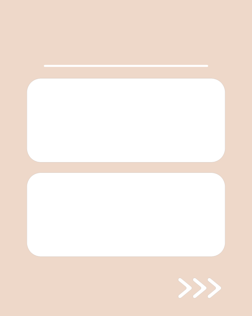 ミルクティーピンクの背景に、2つの情報を並べて記載できる白い枠とスワイプ矢印が付いたスライドテンプレート
