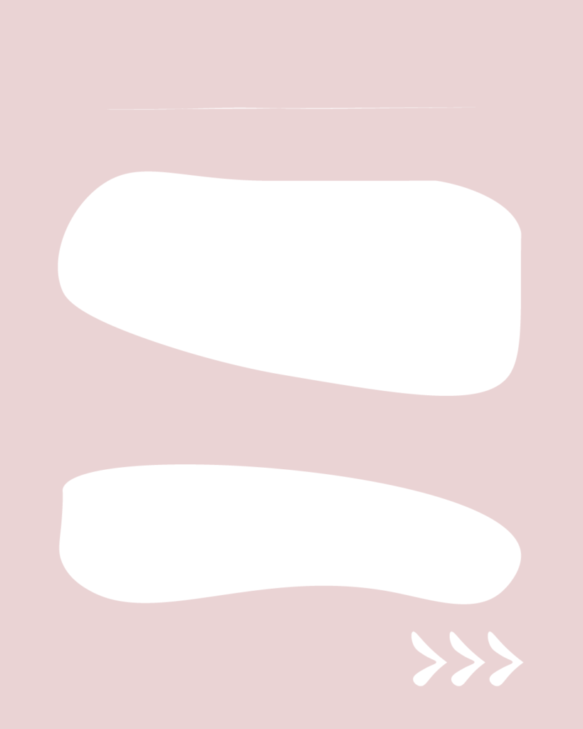 淡いスモーキーピンクの背景の中央に、2つの白い横長の不定形シェイプが上下に並んで配置されたデザイン。上のシェイプの方が下のものより少し太く、全体的に右肩上がりの動きがあります。上部には細い白い横線、右下には右を指す3つの白い矢印（>>>）が描かれています。
