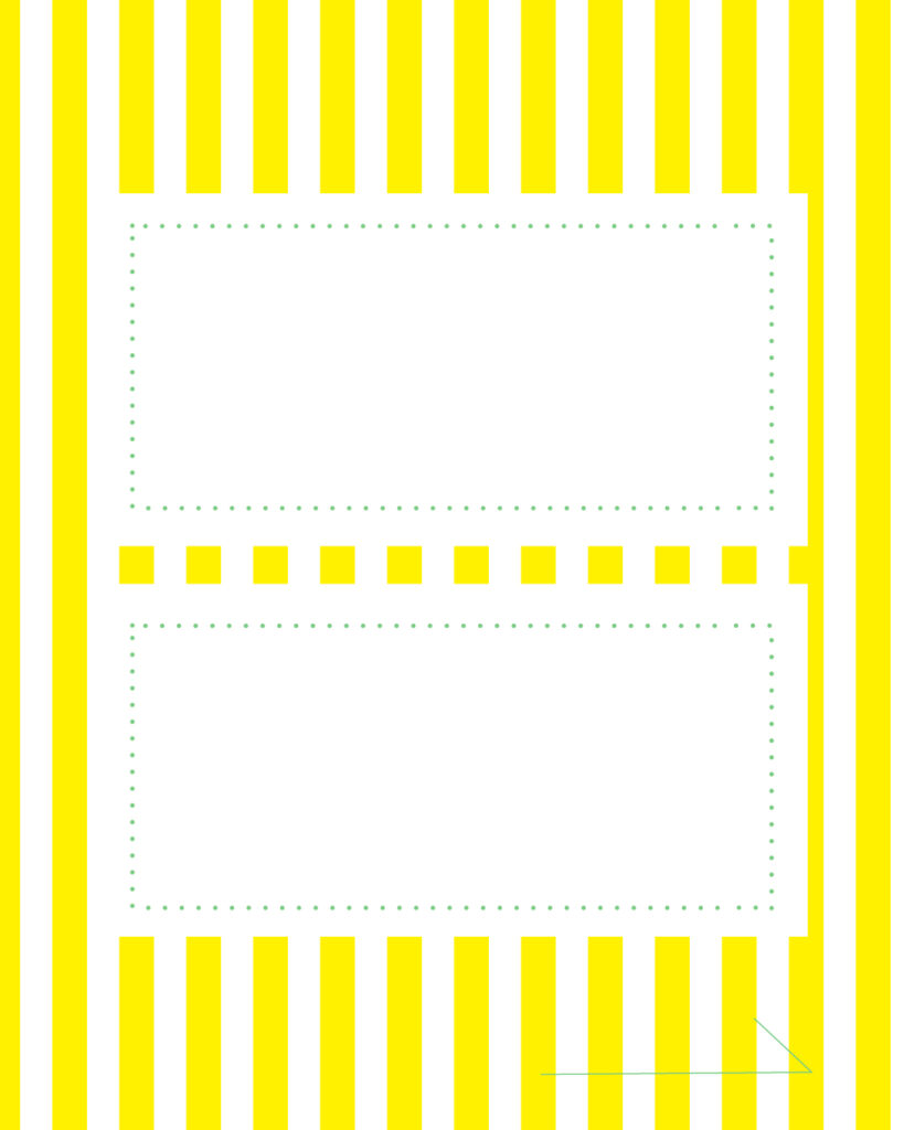 黄色と白の爽やかなシトラス・ストライプ背景に、中央に上下2つの白い横長フレームを配置した、情報を2段に分けて整理して伝えやすい背景デザイン。
