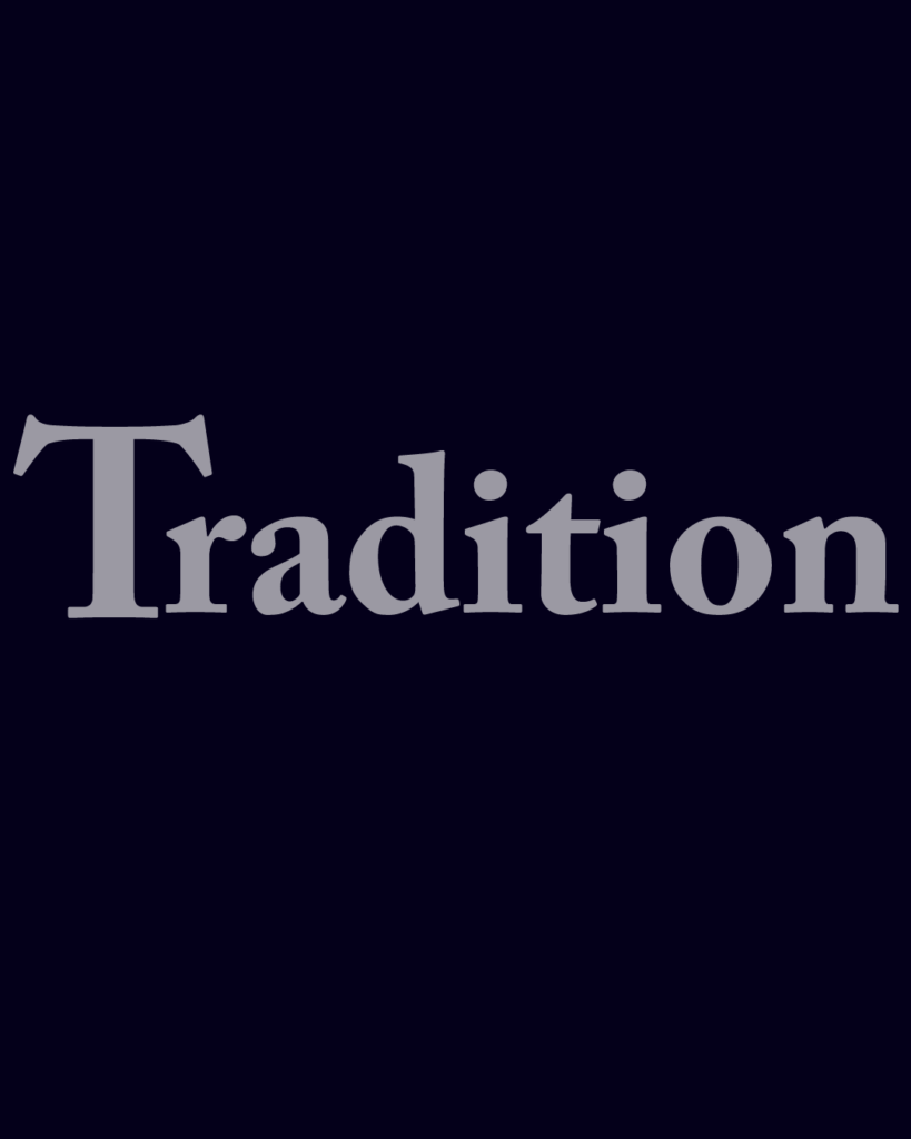 セリフ体の「Tradition」という文字情報、背景透過PNG、不透明度60%

